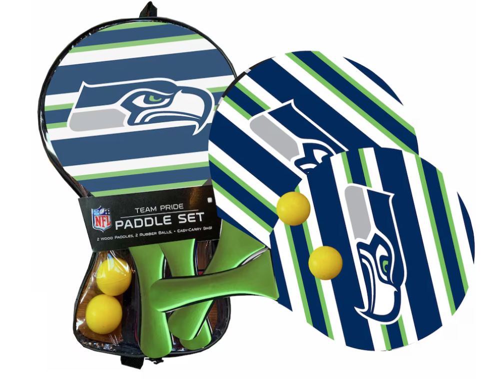 Team Pride Paddle Raquet Ball Set-Solid Colors-Bundle Pack,  Seattle Seahawks Beach Paddle Ball Set