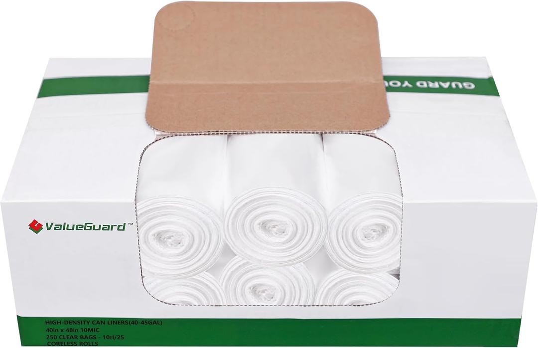 Can Liner - Wholesale 250 Count Garbage Bags on Perforated Roll 45 Gallon Multipurpose for Office Bathrooms Business Home Commercial and Industrial Needs