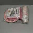 Christmas Party Tableware Decorations,144pcs Pink Christmas Paper Plates and Napkins,Cups,Forks and Knives Xmas Paper Dinnerware for Winter Holiday Party Supplies