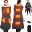 FERNIDA Sherpa Heated Blanket Battery Powered, 59" x 47", Portable Wearable Heated Blanket for Camping Home Car - DC 7.4V Cordless Electric Heating Throw Blanket (Black)