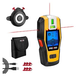PREXISO 2in1 Stud Finder with Laser Level, Rechargeable Multi Surface Cross Line Laser & Wall Stud Scanners Tool for Hanging Frames & Picture, Wood Ac Wire Metal Studs Joist Pipe Detection
