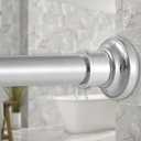 Silver Long Curtain Rod Tension Shower Curtain Rods 30 to 120 inch Adjustable Spring Heavy Duty Rods for Bathroom Windows Outdoor No Drill No Slip Stainless Steel