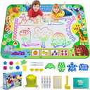 2 in 1 Water Doodle Mat,60 x 40 Inch Extra Large Drawing Mat with Backpack,Hopscotch Rug Design on Back,Educational Toys Gifts for Kids Boys Girls,Mess Free Painting for Toddlers Age 3-12 Year Old