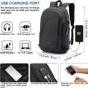 WENIG Anti-Theft Travel Laptop Backpack with USB Charging Port Lock,Water Resistant Slim Work Computer Bag for Men College Bookbags Fits 15.6 Inch Laptop, Black
