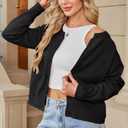 Dokuritu Cardigans for Women Long Sleeve Crew Neck Lightweight Button Down Fall Knit Sweater Cardigan Y2k Open Front Top (Black, S)