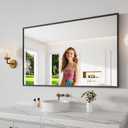Koonmi Bathroom Mirror for Wall, 30"x48" Black Bathroom Mirror for Over Sink, Shatterproof Tempered Glass Vanity Mirror with Anti-Rust Aluminum Alloy Frame, Hang Horizontally or Vertically (Square Edged)