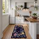 Lahome Floral Entryway Rug, 2X3 Washable Kitchen Rug Non-Slip, Ultra-Thin Soft Door Mat Indoor Entrance Stain Resistant Boho Small Throw Carpet for Bathroom Bedroom Flore (2x3ft,Purple)