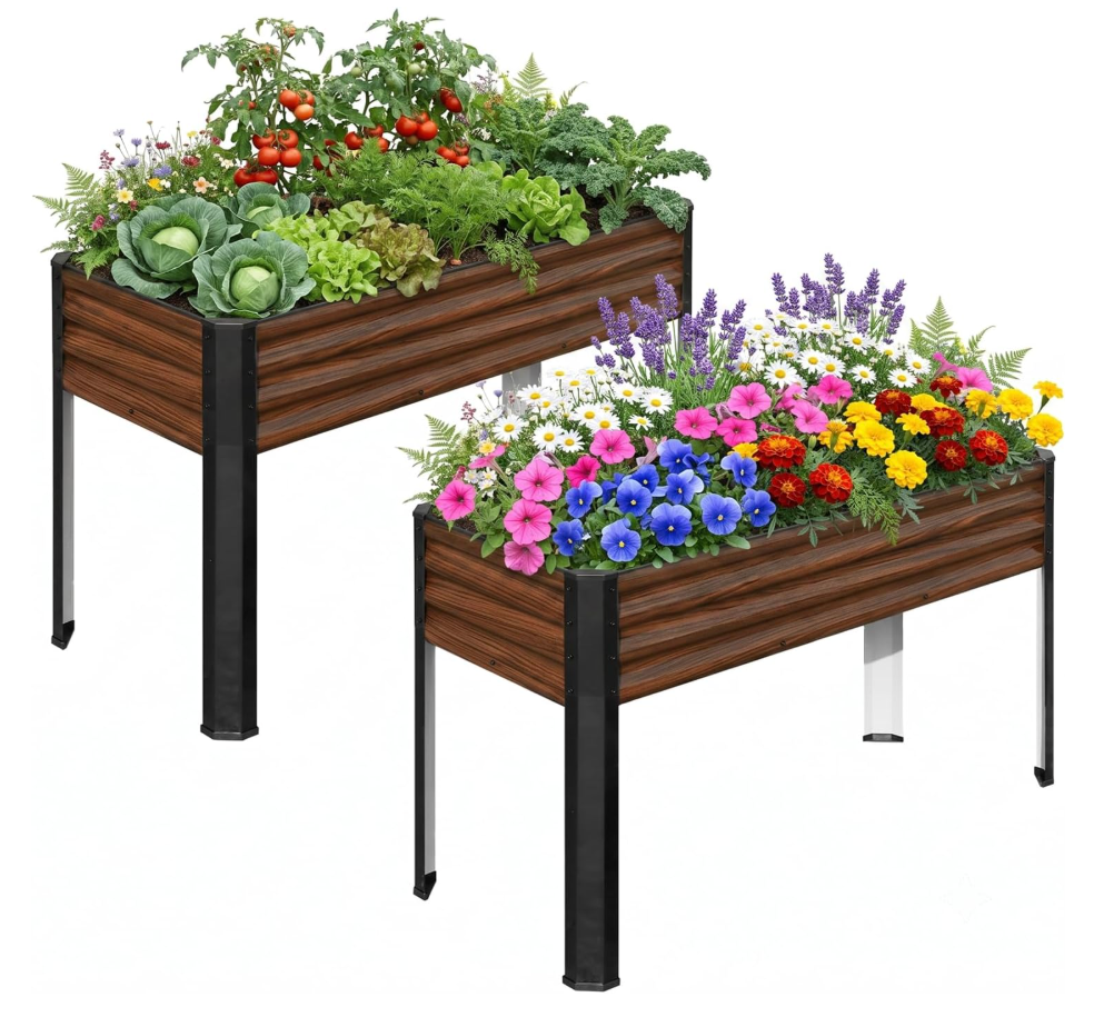 SnugNiture Raised Garden Bed with Legs, 2PCS 481832in Outdoor Metal Elevated Raised Planter Box for Backyard, Patio, Balcony