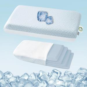 Adjustable Memory Foam Pillow - 4 Height from 1.2 to 4.8in, Cervical Pillow for Neck Pain Relief, CertiPUR-US Neck Support Pillow for Side Sleepers, Back/Stomach Sleepers, a Removable Cool Cover
