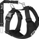 Lukovee Dog Seat Belt for Car, Adjustable Dog Car Harness for Large Medium Small Dogs, Soft Padded & Breathable Mesh Dog Seatbelt with Car Vehicle Connector Strap (Black,Medium)