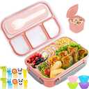 Bento Box Kids, 1300ML Adult Lunch Box with 4 Compartment & Food Picks & Cake Cups, Leak-Proof, Microwave/Dishwasher/Freezer Safe (Pink)
