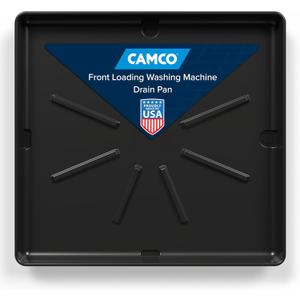 Camco Washing Machine Drain Pan | 31-inches x 35-inches (OD); 29-inches x 33-inches (ID) | Pewter (20788)