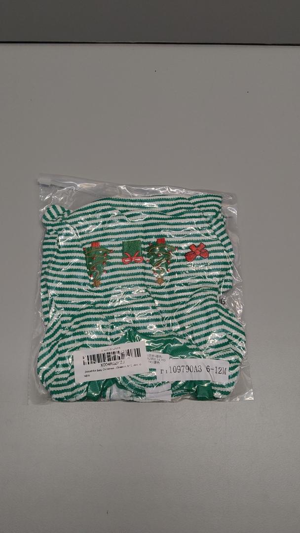 ZAXARRA Baby Christmas Sweatshirt Romper Striped Waffle Knit Jumpsuit Christmas Tree Embroidery Cute Boy Girl Holiday Outfit 6-12M