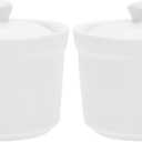 Luxshiny Ceramic Stew Pot with Lid Set of 2 3.54 Inch Soup Bowls Microwave Oven Freezer Safe Steamed Egg Pot for Home Restaurant Kitchen Use