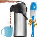Coffee Carafe Airpot & Cleaning Brush - 101oz / 3L Airpot 12 Hours Hot Water Dispenser or 36 Hours Cold Drink Dispenser with Pump - Easy Dispensing Coffee Carafes for Keeping Hot Extra Large - Cresimo (101.4 Ounces)