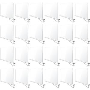 BAUMFEUER 24 Pack Clear Acrylic Shelf Dividers for Closet Shelf Organizer of Bedroom Kitchen Office Bathroom Organizer for Clothes Books Hats and Handbags