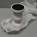 NIKKY HOME Rustic Pillar Candle Holder Set of 3  Farmhouse Wood Candlestick Stand for Mantle, Fireplace, Dining Table Centerpieces, Distressed White