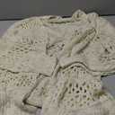 Ermonn Womens Crochet Cardigan Sweater Kimonos Boho Solid Color Oversized Spring Open Front Outwear (Medium, Beige)