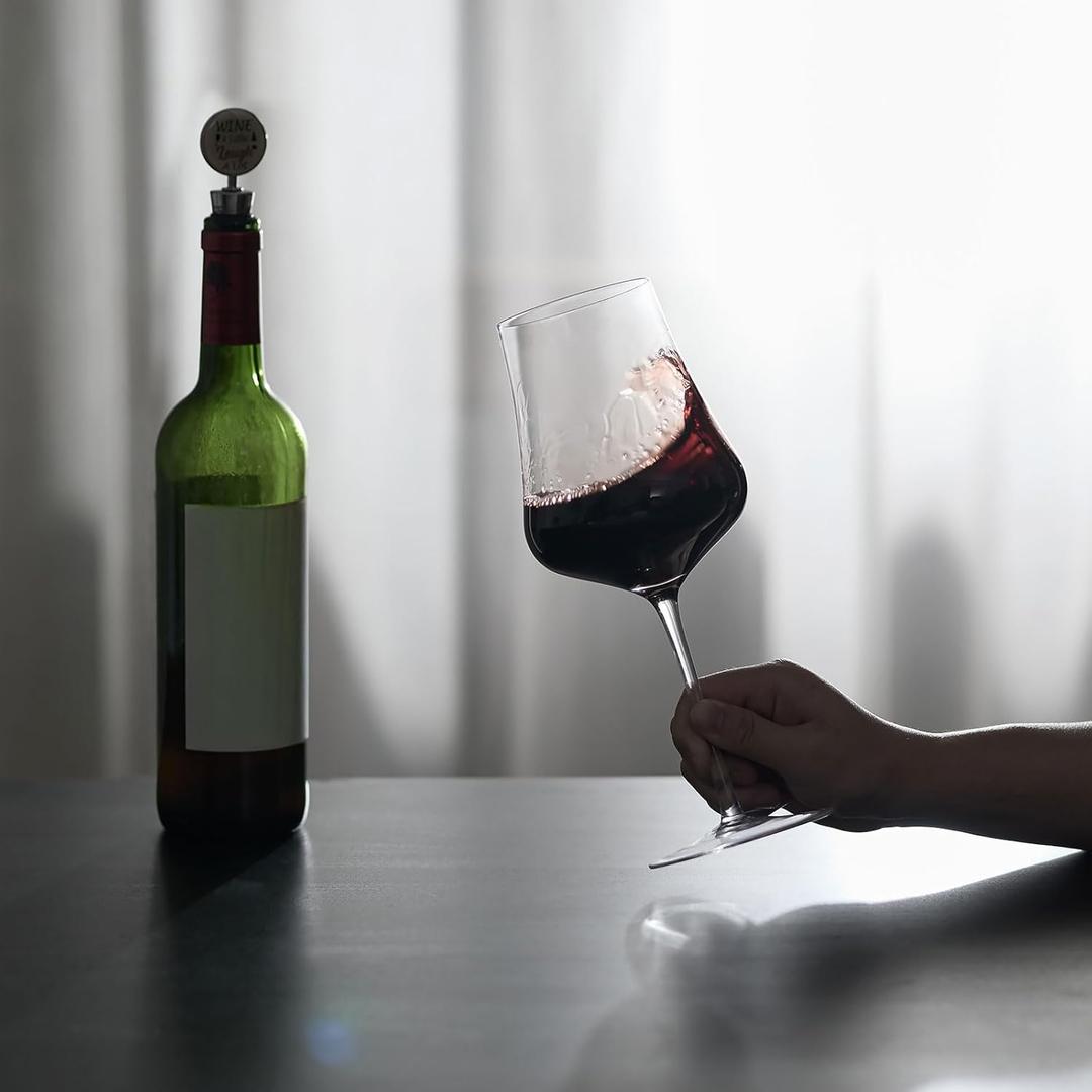 Large Wine Glasses Set of 4: 25oz Hand Blown Crystal Tall Stem Red Wine Glass for Christmas Wedding Anniversary Party - Gift Box for any Occasion