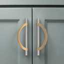 Amerdeco 6 Pack Brushed Satin Nickel and Champagne Bronze Cabinet Pulls 5 Inch(128MM) Hole Centers Kitchen Cabinet Handles Cabinet Hardware Cupboard Handles Drawer Pulls