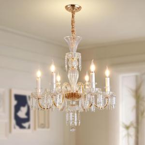 Crystal Chandeliers Light Dining RoomK9 Modern Candle Chandelier Lights for Bedroom - 6 E12 Bulbs Hanging Pendant Lighting Fixtures for Living Room Kitchen Farmhouse Hallway Ceiling Entryway