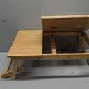 SONGMICS Bed Laptop Desk, Folding Bed Tray for Laptop up to 15.6 Inches, Adjustable Angle and Height, Portable for Working Reading Writing Breakfast, Bamboo, Drawer, Light Bamboo ULLD01N