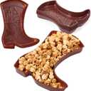 Uiifan 24 Pcs Cowboy Boot Serving Trays, Western Party Decorations Disposable Western Party Supplies Plastic Cowgirl Boot Plates for Snacks(Brown)