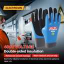 Double Insulated Electrical Gloves,400V Low Voltage Electrician Safety Gloves,Rubber Non Slip Work Gloves For Men (Blue,Large)