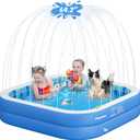 Inflatable Pool for Kids, Non-Slip Sprinkler Splash Pad for Backyard, Thickened PVC Kiddie Pool for Indoor Outdoor, Chew Proof Blow up Pond, Small Swimming Pool for Dog Bathtub (Blue 64.2x12.2 in)