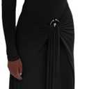 Geulis Long Sleeve Spring Fall Maxi Dress 2026 Elegant Bodycon Wrap Long Dress Cocktail Party Wedding Guest Dresses (Black, S)