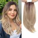 Molefi Hair Toppers for Women with Thinning Hair,18 Inch Long Layered Topper,Add Volume Synthetic Wiglets Pieces For Women 6.5"x6.5"Large Base for Daily Use (Mix Blonde with Dark Root)