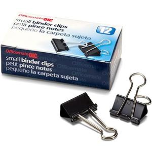 Officemate International Corp. 99020 Binder Clips,Small,3/4-Inch Wide,3/8-Inch Cap, 240/BX, Black/Silver, Set Of 20