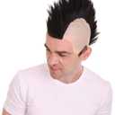Adult Men's Color Styles Mohawk Punk Rock Spiky Wig Straight Spiked Halloween Fancy, Synthetic Soft Fiber Hair, Perfect for your next Festival and Group Anime Party! (Black)