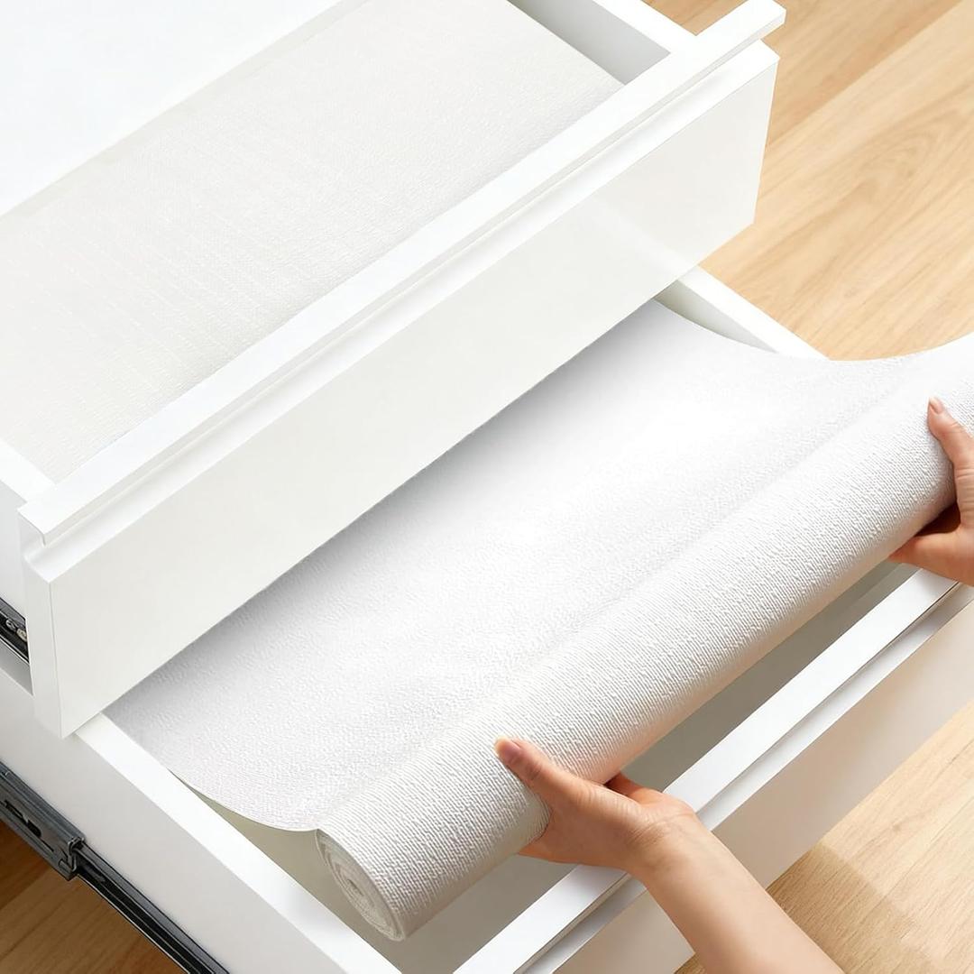 2 x Non-Adhesive Shelf Liners for Kitchen Cabinets and Drawers Waterproof & Anti-Slip 2-Layer Cabinet Liners, Cuttable Contact Paper for Shelves, Fridge, Toolbox, Pantry