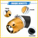 Motorcycle Air Filter, 26/35/42/48mm ID 90x60mm Universal for Motorcycle ATV Durable Aluminum Alloy Gold Tone Auto Replacement Parts