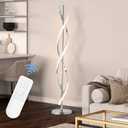 ADISUN 40W LED Modern Floor Lamp Remote Control Dimmable Spiral Floor Lamp Indoor Tall Lamp Floor Lamps for Living Rooms Family Rooms Bedrooms Offices Lighting (Silver)