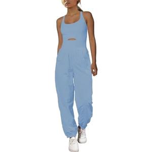 SENSERISE Womens Athletic Romper One Piece Workout Jumpsuits Running Hiking Outfit Gym Clothes Activewear with Pockets, M