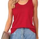 Selene Stretch Womens Sleeveless Tank Tops Cotton Classic Fit Scoop Neck Tunic Summer Dressly Camisole (Small, Red)