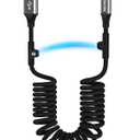 AGVEE 3ft Carplay Cable for iPhone 17 16 15, [USB-IF Certified] Coiled USB-A to USB-C Car Play & Android Auto Cord, Fast Charger Charging Data Transfer Cable, Dark Gray