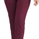 Womens Straight Leg Pants 2026 High Waisted Stretchy Business Casual Work Pants Dress Office Trousers with Pockets (Medium, Burgundy)