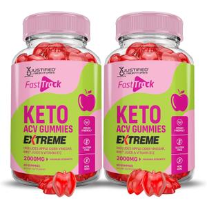 (2 Pack) Fast Track Keto ACV Gummies Extreme 2000MG Fasttrack Keto Gummies Apple Cider Vinegar Formulated with Pomegranate Beet Juice Powder B12 Vegan Non GMO 120 Gummys (EXP 05/05/26)