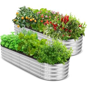 Utopia Home 2 Pack Galvanized Raised Garden Bed, 6ft x 2ft Lightweight Planter Boxes Outdoor with Easy Assembly, Large Garden Bed for Vegetables, Fruits, Flower - Silver