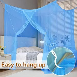 Mosquito Netting for Bed Mosquiteros para Camas Rectangular Bed Canopy with One Opening Mosquito Bed Net for Camping Indoor Outdoor (Blue, L79 x W47 x H71 Inch)