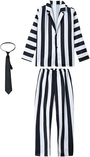 My Sky Black White Movie Costume Men Halloween Adult 3Pcs Suit Pant Necktie Cosplay Size M