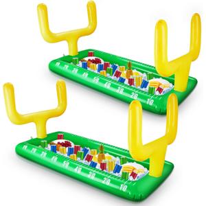 2 Pack Inflatable Football Field Cooler Football Party Drink Cooler Football Party Decor Inflatable Ice Serving Bar for Sports Party Supplies Drink Beer Food, 28 x 53 in
