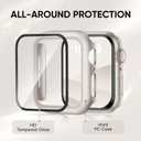 Thin Slim Band and Case Compatible for Apple Watch Bands Women Men 40mm 44mm 42mm 46mm 41mm 45mm, Silicone Sport Strap Cover and Screen Protector for iWatch Series 11/10/9/8/7/6/5/4/SE 3 (Starlight)