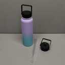 BJPKPK Insulated Water Bottles with Straw Lid, 40oz Stainless Steel Water Bottles with 3 Lids, BPA Free Leakproof Thermo, Tumblers, Cups for Sports, Gym- Lavender Green