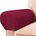 Roytub Stretch Couch Arm Covers, Breathable Armrest Cover for Sofas and Chairs Armrest Cover Keep Home Clean, Scratch-Resistant Sofa Arm Covers Protect and Decorate Your Sofa(Large, Burgundy, 2PCS) (L - 23"(D)  7.8(W)  9.5(H))