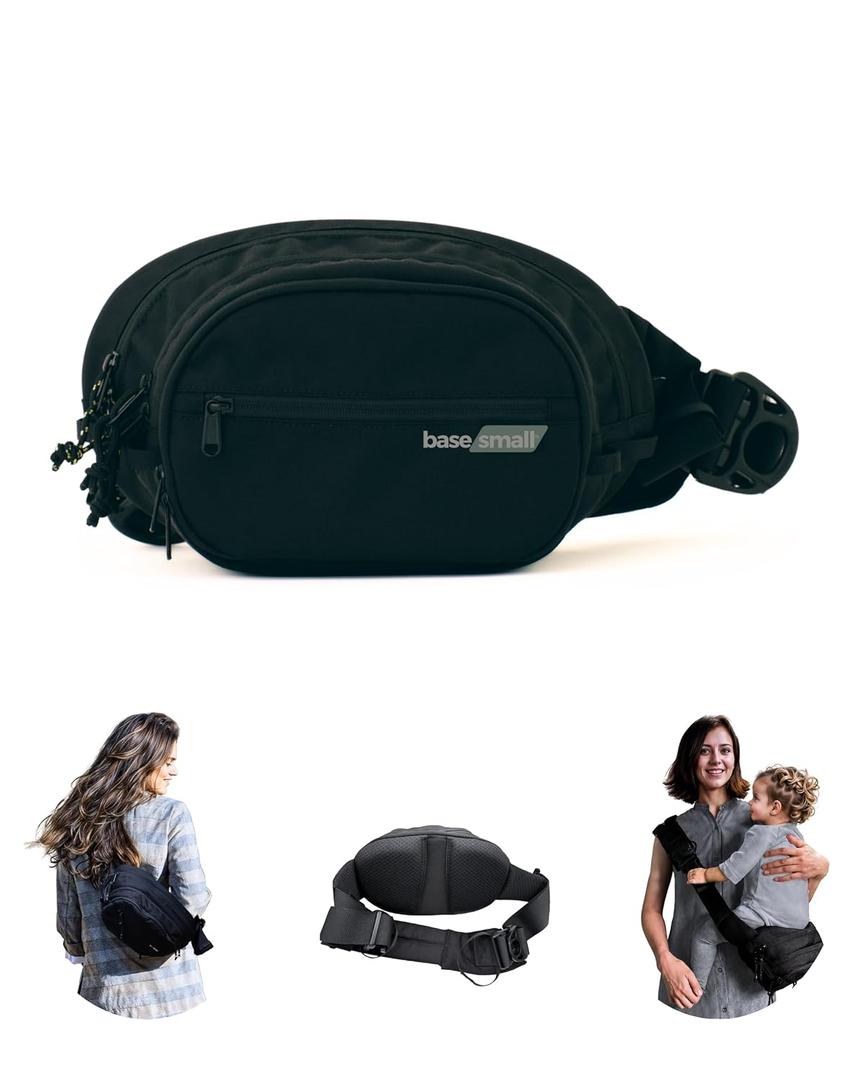 4-in-1 Baby Hip Carrier, Diaper Bag, Shoulder Bag & Toddler Sling Carrier - USA Safety-Certified Baby Sling, 6-48 Months/44 lbs (Black)