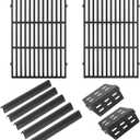 Grill Parts for Weber Genesis Parts Replacement, Fits Weber Genesis 300 Series with Front Control Knobs, for Weber Flavorizer Bars 7620 7621, Grate 7524 7528, Fits Weber Heat Deflector 7622 62756